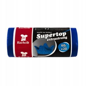 Worki na śmieci wiązane super mocne niebieskie 60L 20 szt Kuchcik 813515 Worki na śmieci wiązane super mocne niebieskie 60L 20 szt Kuchcik 813515