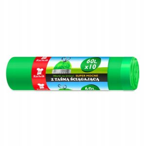 Worki na śmieci z taśmą wiązane mocne zielone 60L 10 sztuk Kuchcik 2852 813514 Worki na śmieci z taśmą wiązane mocne zielone 60L 10 sztuk Kuchcik 2852 813514