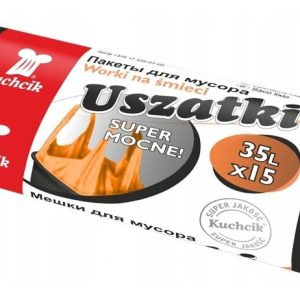 Worki na śmieci z uszami super mocne pomarańczowe 35L 15szt KUCHCIK 1031498 Worki na śmieci z uszami super mocne pomarańczowe 35L 15szt KUCHCIK 1031498