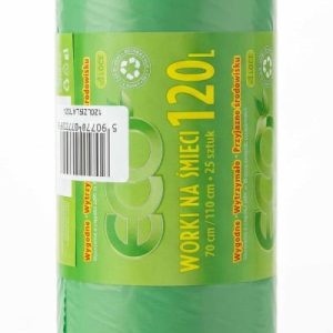 Worki na śmieci Zielone LDPE bardzo mocne 120 litrów 25 szt./rolka 1066078 Worki na śmieci Zielone LDPE bardzo mocne 120 litrów 25 szt./rolka 1066078