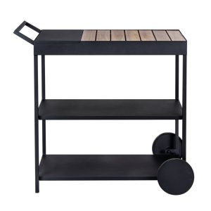 Wózek barek na kółkach metal i drewno akacji 239364