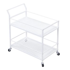 Wózek do serwowania metalowy 79x45x83 cm z kółkami i hamulcami 2-poziomowy 819617 Wózek do serwowania metalowy 79x45x83 cm z kółkami i hamulcami 2-poziomowy 819617