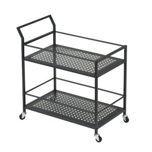 Wózek do serwowania metalowy 79x45x83 cm z kółkami i hamulcami 2-poziomowy 819614 Wózek do serwowania metalowy 79x45x83 cm z kółkami i hamulcami 2-poziomowy 819614