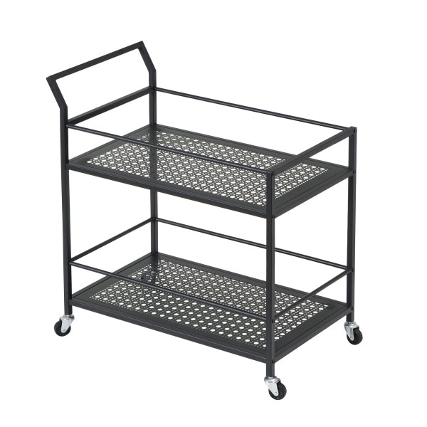 Wózek do serwowania metalowy 79x45x83 cm z kółkami i hamulcami 2-poziomowy 819614