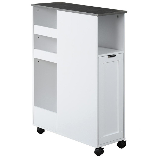 Wózek kuchenny biały z koszem na śmieci 86x25x60 cm MDF 677532
