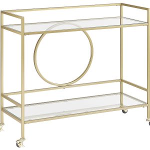 Wózek kuchenny szklany dwa blaty 75 x 45 złoty 192015 Wózek kuchenny szklany dwa blaty 75 x 45 złoty 192015
