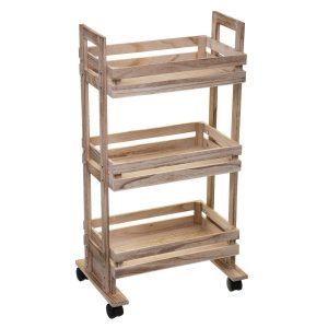 Wózek kuchenny z 3 półkami, drewniany, 82 cm 96098 Wózek kuchenny z 3 półkami, drewniany, 82 cm 96098