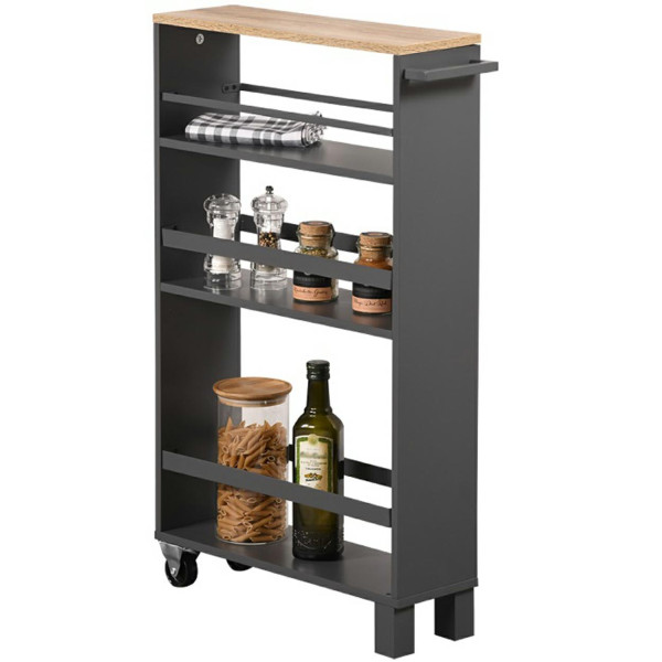 Wózek kuchenny z półkami 240x200x750 mm ciemnoszary brązowy mobilny 677537