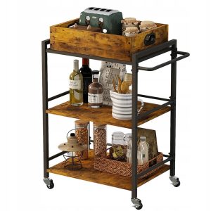 Wózek kuchenny zdejmowana taca brązowy vintage retro loft na kółkach 86 cm 1084196 Wózek kuchenny zdejmowana taca brązowy vintage retro loft na kółkach 86 cm 1084196