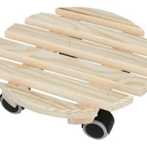 Wózek na donicę drewniany beżowy 29 cm podstawka na kółkach 949336 Wózek na donicę drewniany beżowy 29 cm podstawka na kółkach 949336
