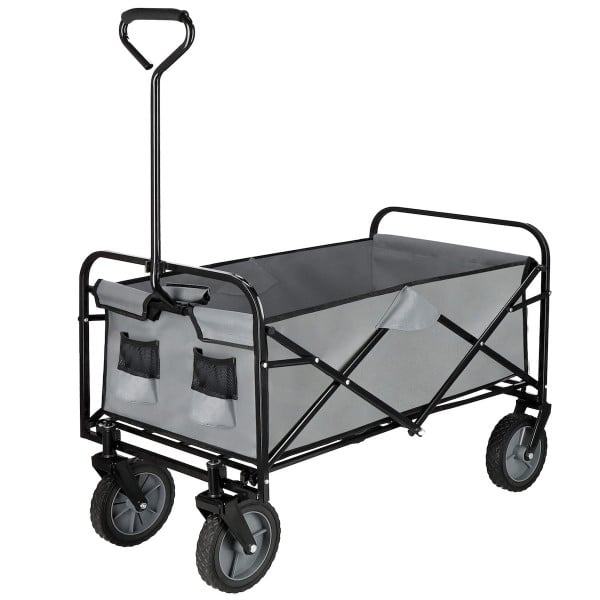 Wózek transportowy ogrodowy składany 80 kg szaro-czarny 551391