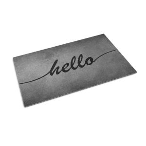 Wycieraczka domowa 150×100 Hello na betonie industrialny napis Tulup 1024658 Wycieraczka domowa 150×100 Hello na betonie industrialny napis Tulup 1024658